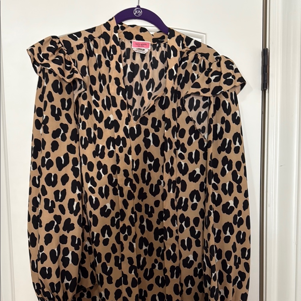 Kate Spade Tan Ruffled Puff Sleeve Blouse